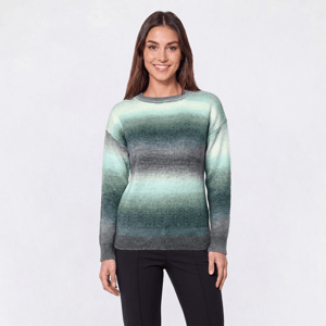 Womens Leo & Nicole Long Sleeve Crew Neck Ombre Yarn Sweater alternate view