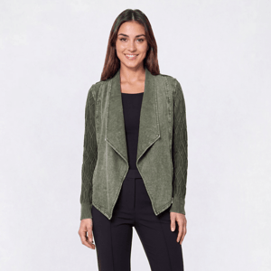 Womens Leo & Nicole Long Sleeve Knitted Diamond Sleeve Cardigan