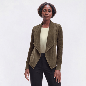 Womens Leo & Nicole Long Sleeve Knitted Diamond Sleeve Cardigan alternate view