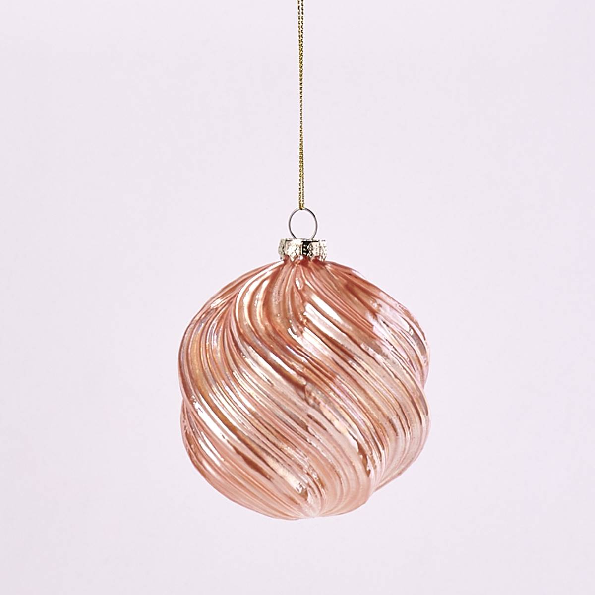 Pink Grooved Glass Ornament