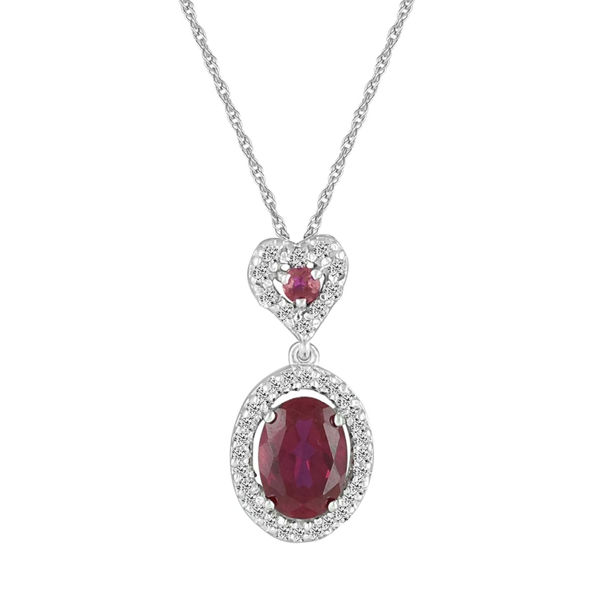 Gemstone Classics(tm) Ruby & Diamond Drop Necklace