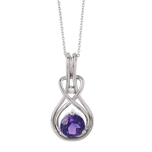 Gemstone Classics(tm) Amethyst & Diamond Pendant Necklace