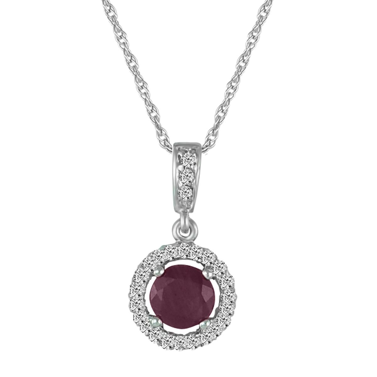Gemstone Classics(tm) Ruby & Diamond Dangle Pendant