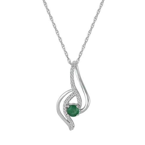 Gemstone Classics(tm) Emerald & 10kt. White Gold Necklace