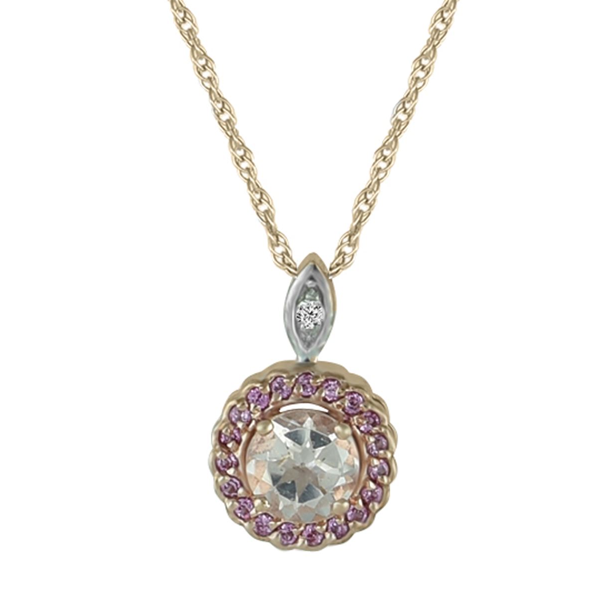 Gemstone Classics(tm) Rose Gold Morganite & Sapphire Necklace