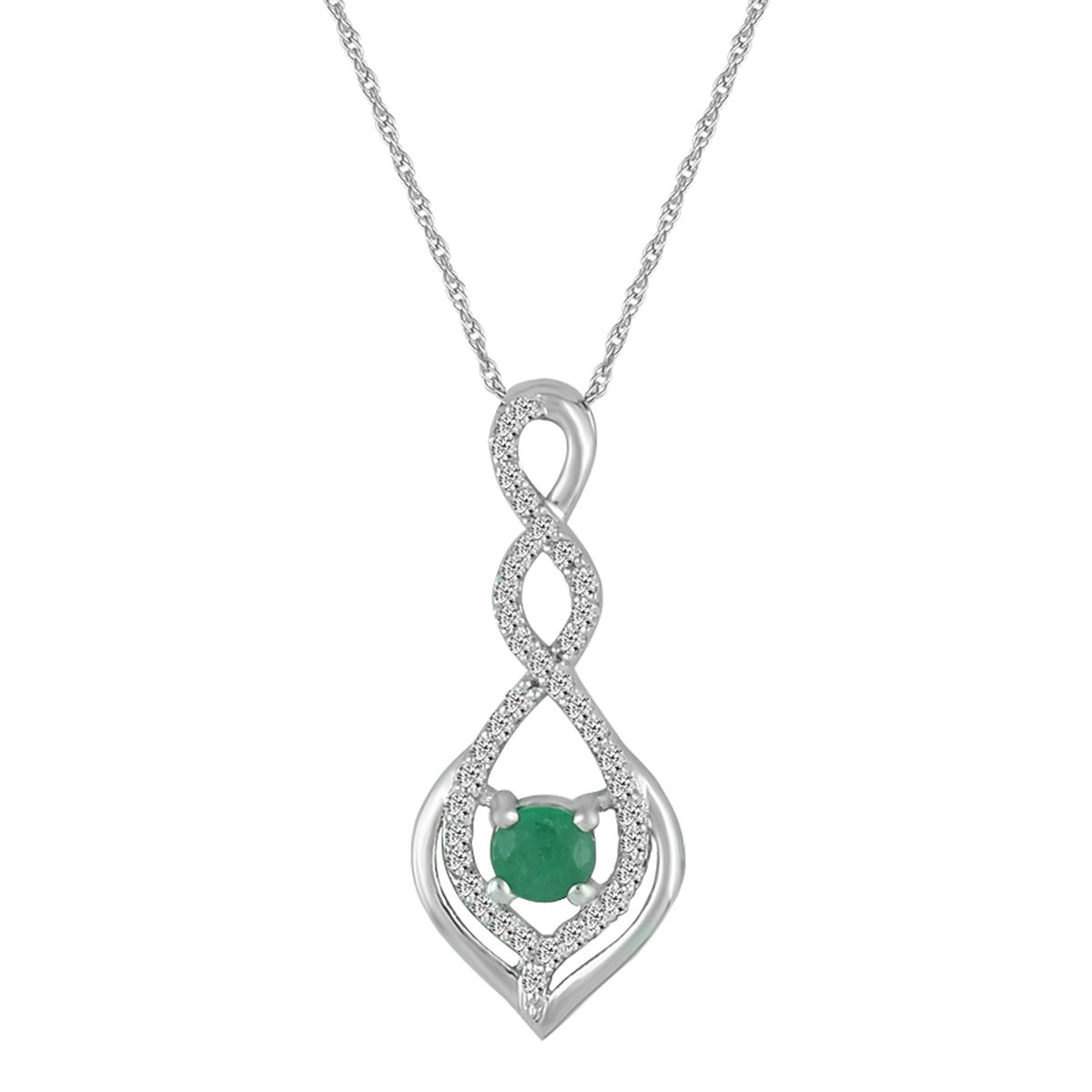 Gemstone Classics(tm) White Gold Emerald & Diamond Necklace