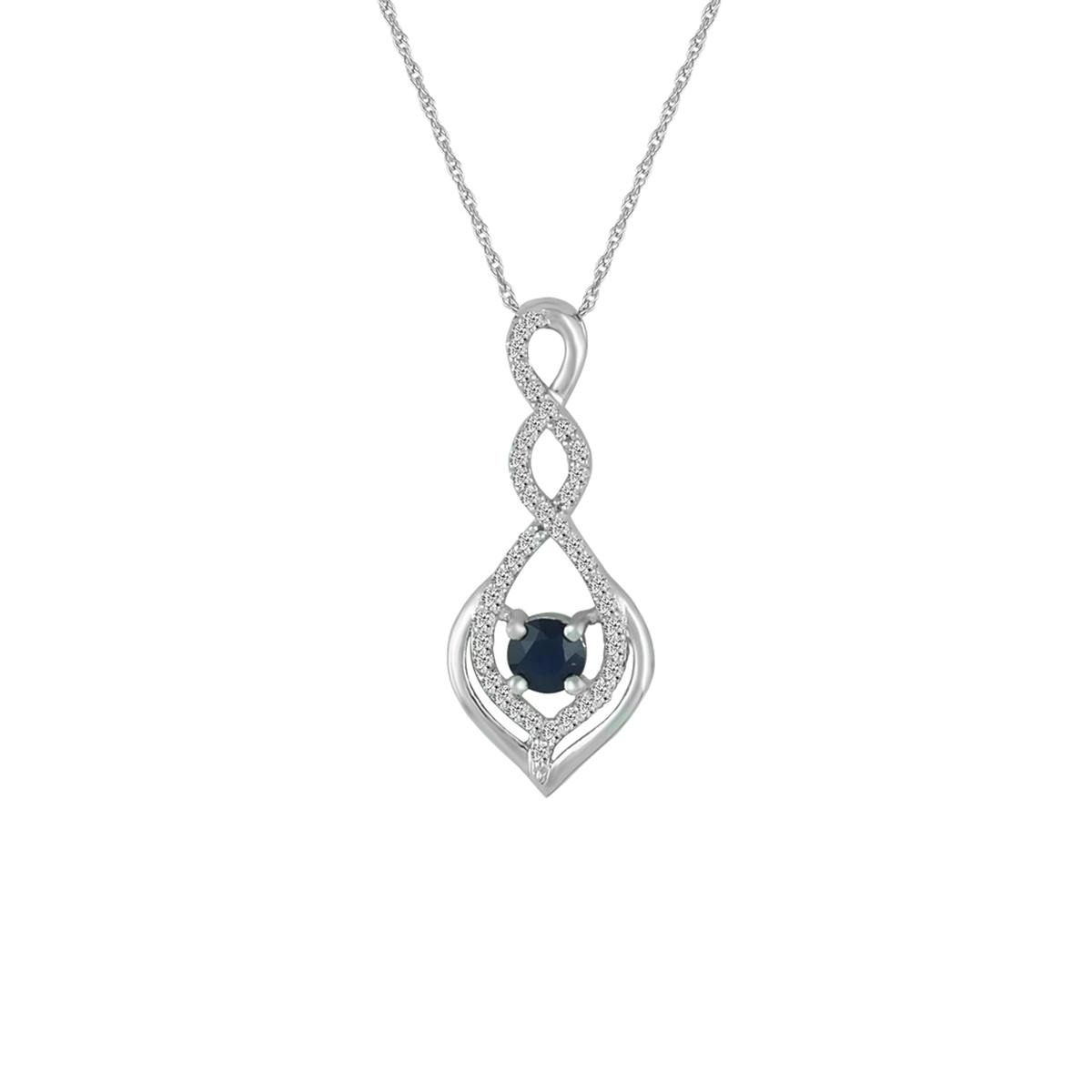 Gemstone Classics(tm) White Gold Sapphire & Diamond Necklace
