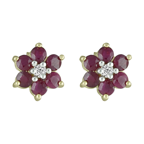 Gemstone Classics(tm) 10kt. Gold Ruby & Diamond Stud Earrings