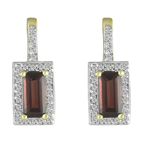 Gemstone Classics(tm) 10kt. Yellow Gold Garnet & Diamond Earrings