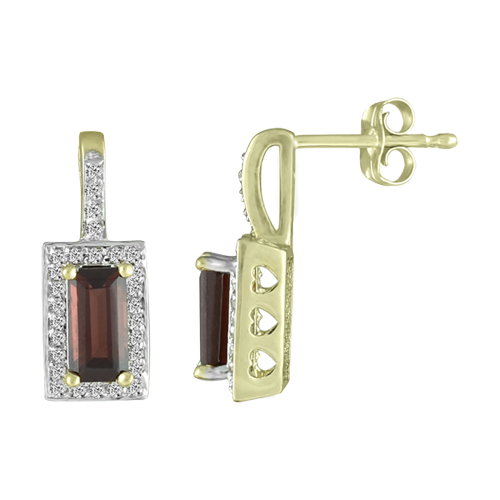 Gemstone Classics(tm) 10kt. Yellow Gold Garnet & Diamond Earrings