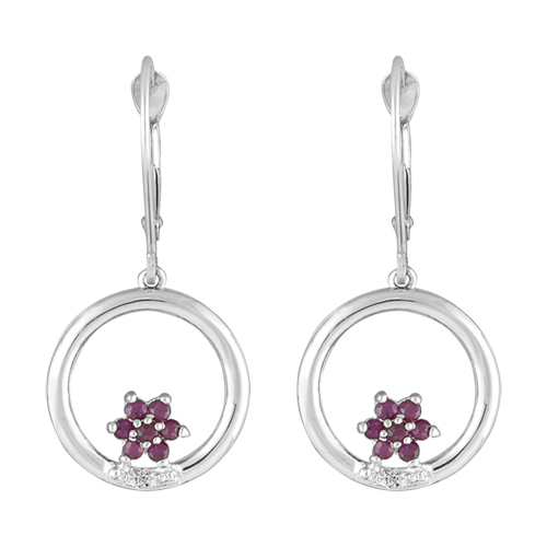 Gemstone Classics(tm) 10kt. Ruby & Diamond Dangle Earrings