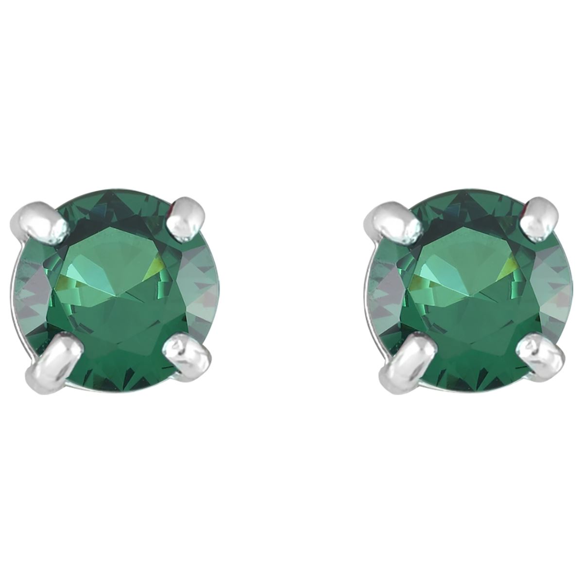 Gemstone Classics(tm) White Gold Round Emerald Stud Earrings