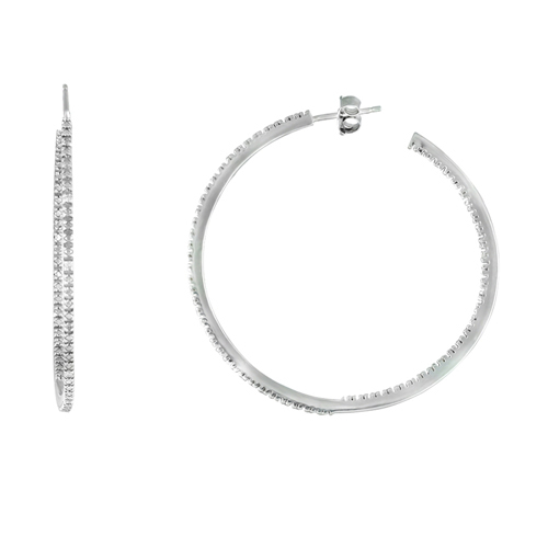 Gemstone Classics(tm) Diamond Accent Silver Hoop Earrings