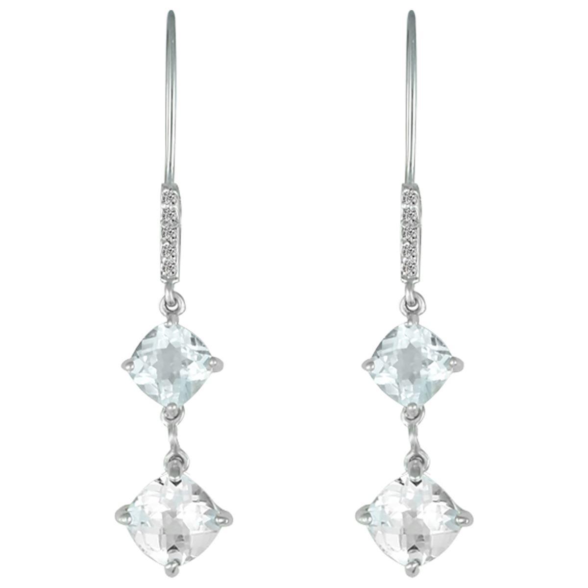 Gemstone Classics(tm) White Topaz & Diamond Drop Earrings
