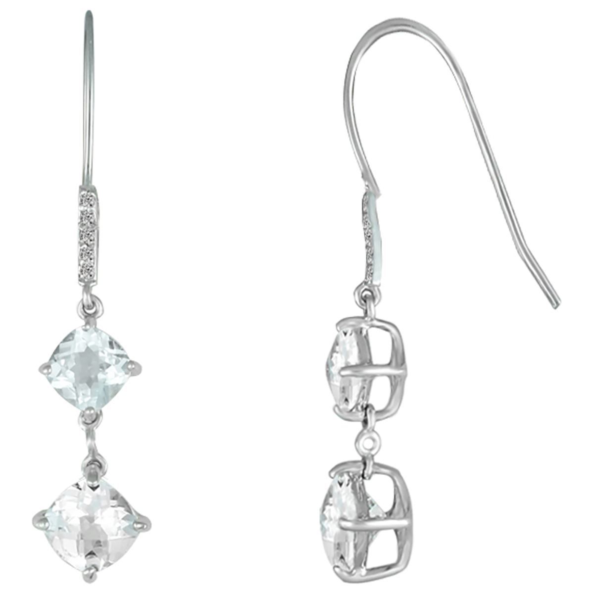 Gemstone Classics(tm) White Topaz & Diamond Drop Earrings