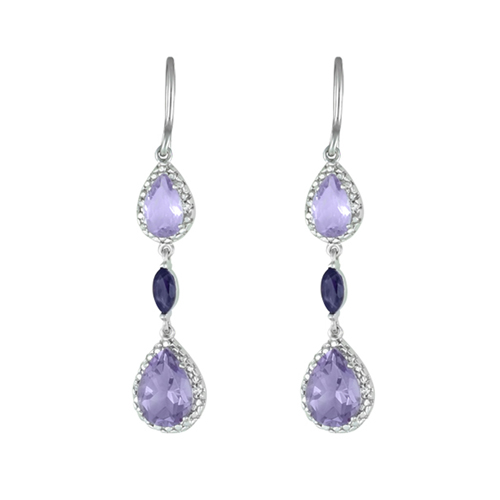Gemstone Classics(tm) Silver Purple & Pink Amethyst Earrings
