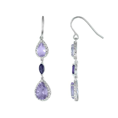 Gemstone Classics(tm) Silver Purple & Pink Amethyst Earrings