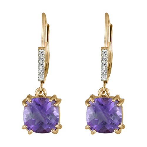 Gemstone Classics(tm) 10kt. Rose Gold & Amethyst Dangle Earrings