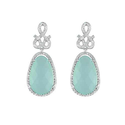 Gemstone Classics(tm) Silver Aqua Amethyst Dangle Earrings