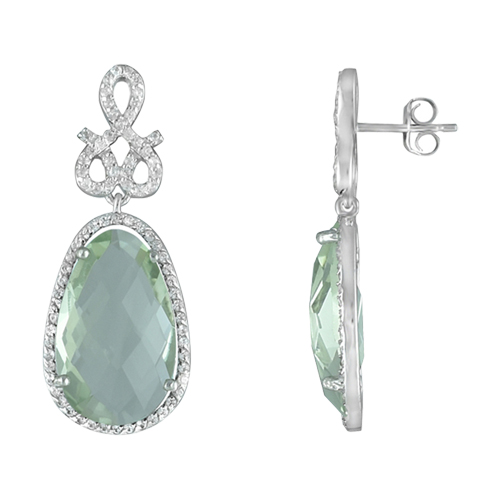 Gemstone Classics(tm) Green Amethyst Dangle Sapphire Earrings