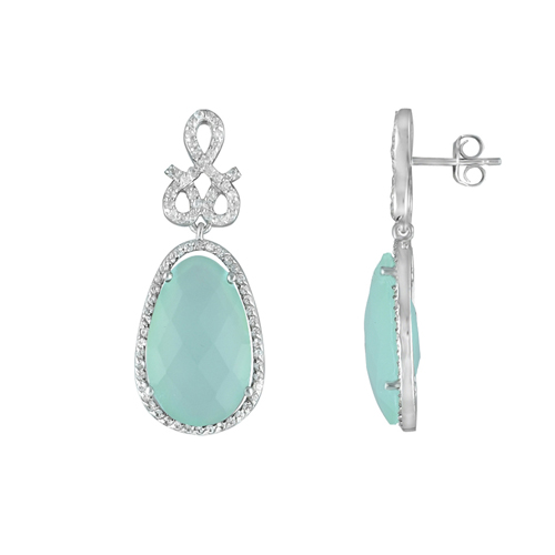 Gemstone Classics(tm) Silver Aqua Amethyst Dangle Earrings