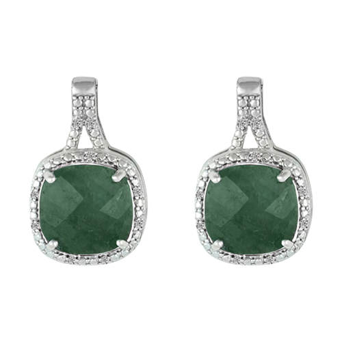 Gemstone Classics(tm) Genuine Emerald & Diamond Fashion Earrings