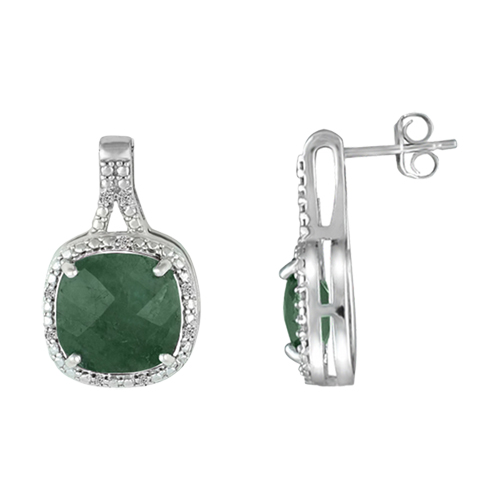 Gemstone Classics(tm) Genuine Emerald & Diamond Fashion Earrings