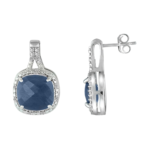 Gemstone Classics(tm) Genuine Sapphire & Diamond Earrings