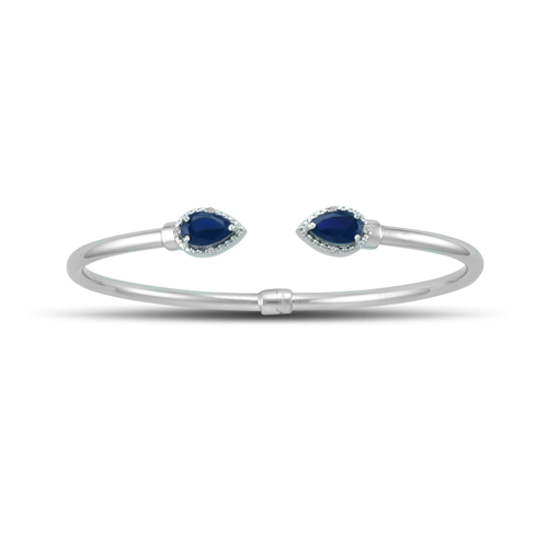 Gemstone Classics(tm) Blue Sapphire & Diamond Bangle Bracelet
