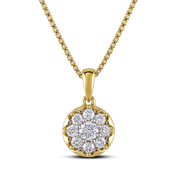 Nova Star(R) Yellow Gold 1/4ctw. Lab Grown Diamond Flower Pendant