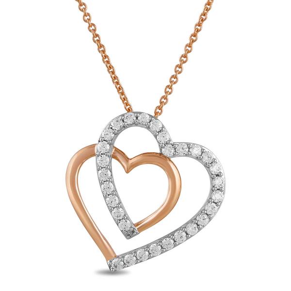 Nova Star(R) Rose Gold Lab Grown Diamond Double Heart Pendant
