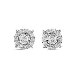 Nova Star(R) Sterling Silver Round Lab Grown Diamond Stud Earrings