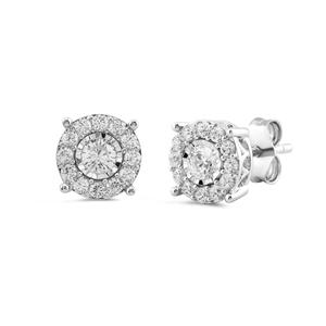 Nova Star(R) Sterling Silver Round Lab Grown Diamond Stud Earrings alternate view