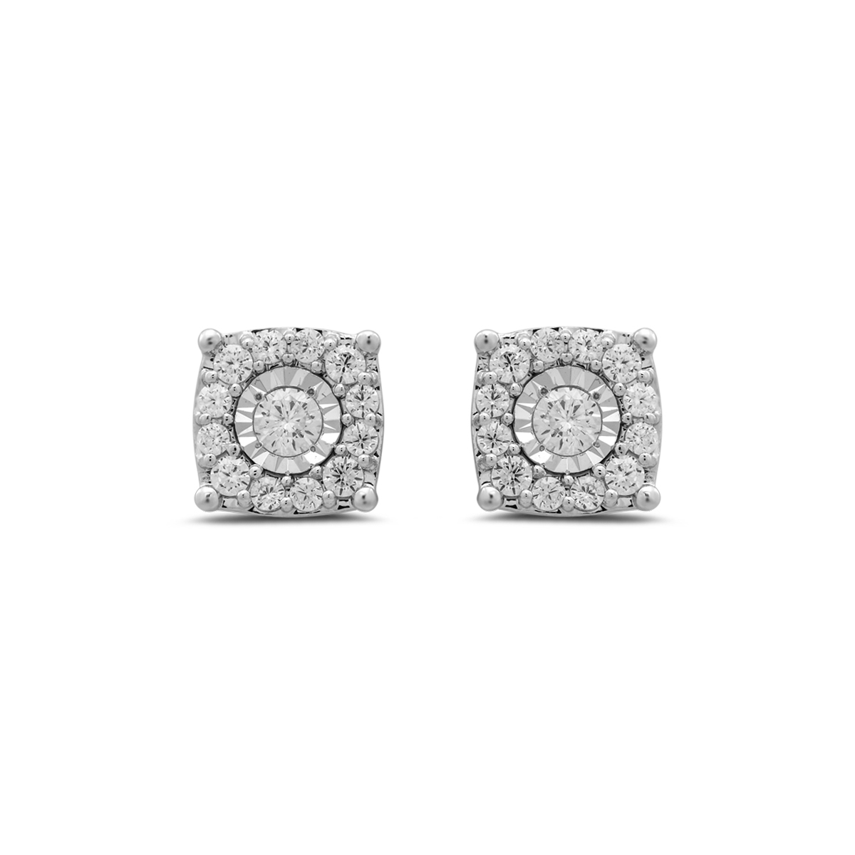 Nova Star(tm) Sterling Silver Square Lab Grown Diamond Stud Earrings