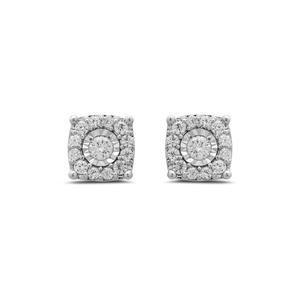 Nova Star(R) Sterling Silver Square Lab Grown Diamond Stud Earrings