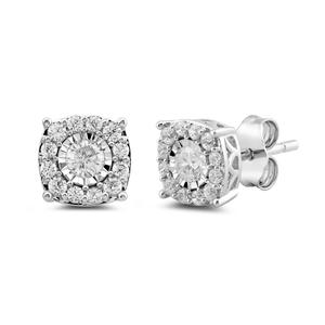 Nova Star(R) Sterling Silver Round Lab Grown Diamond Stud Earrings