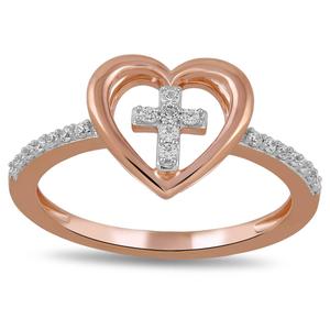 Nova Star(R) Rose Gold Lab Grown Diamond Cross Heart Ring