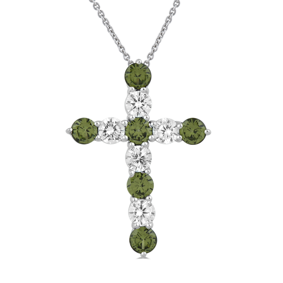 Gemstone Classics(tm) Green Spinel & White Sapphire Cross Pendant