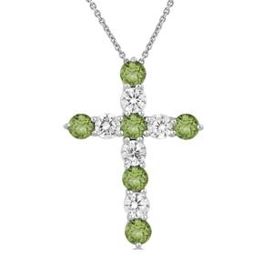 Gemstone Classics(tm) Peridot & Created Sapphire Cross Pendant