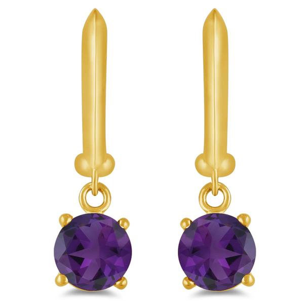 Gemstone Classics(tm) Gold Amethyst Dangle Earrings alternate view