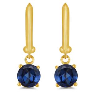 Gemstone Classics(tm) Gold Created Blue Sapphire Earrings alternate view