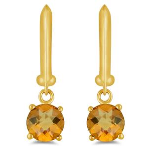 Gemstone Classics(tm) Gold Over Silver & Citrine Drop Earrings alternate view