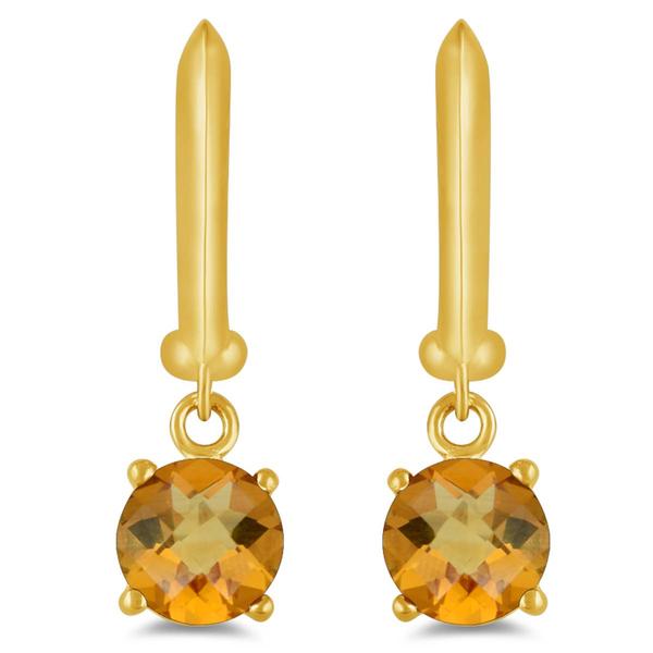 Gemstone Classics(tm) Gold Over Silver & Citrine Drop Earrings alternate view