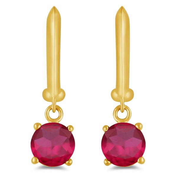 Gemstone Classics(tm) Gold over Silver Created Ruby Drop Earrings alternate view