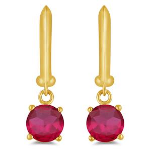 Gemstone Classics(tm) Gold over Silver Created Ruby Drop Earrings alternate view