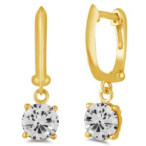 Gemstone Classics(tm) Gold Created White Sapphire Drop Earrings