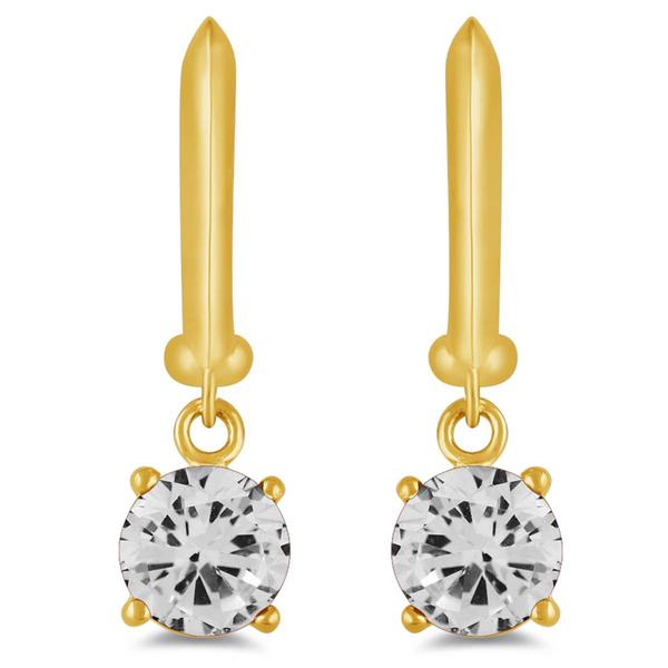 Gemstone Classics(tm) Gold Created White Sapphire Drop Earrings alternate view