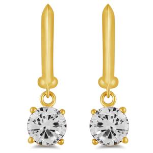 Gemstone Classics(tm) Gold Created White Sapphire Drop Earrings alternate view