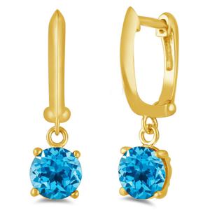 Gemstone Classics(tm) Gold over Silver Blue Sapphire Drop Earrings
