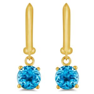 Gemstone Classics(tm) Gold over Silver Blue Sapphire Drop Earrings alternate view